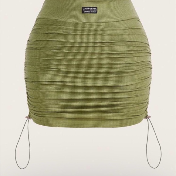 SHEIN Olive Ruched Mini Skirt - Picture 1 of 4